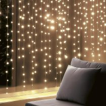   HOME KIN210DWW DOT LED-es fényfüggöny, 210db melegfehér DOT LED, 1,5m hosszú, állófényű, adapteres tápellátás, beltéri kivitel