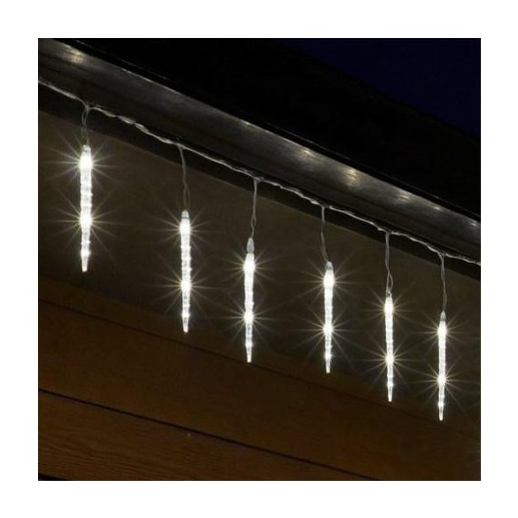 HOME KJL288 jégcsap fényfüzér, 3,5m hosszú, 288db hidegfehér SMD LED, 8db jégcsap/36db LED, hálózati adapter, kül- és beltéri kivitel
