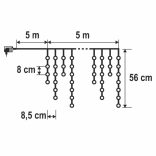HOME KKF300D5M LED-es sziporkázó fényfüggöny, 300 db melegfehér DOT LED, átlátszó vezeték, hálózati adapter, kül- és beltéri kivitel