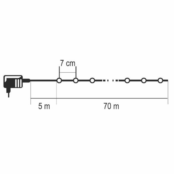Home KKL1012DWW DOT LED-es fényfüzér, 1000db melegfehér LED, 70m hosszú, 8+4 funkció, átlátszó vezeték, adapteres tápellátás, beltéri kivitel