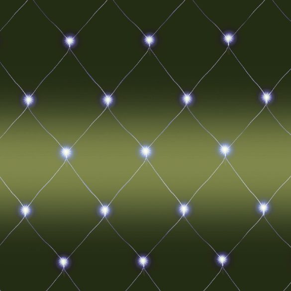 Home KLN 160C/WH LED-es háló, 2x1,5 m / 160 db hidegfehér LED, zöld vezeték, állófényű, hálózati adapter, kül- és beltéri kivitel