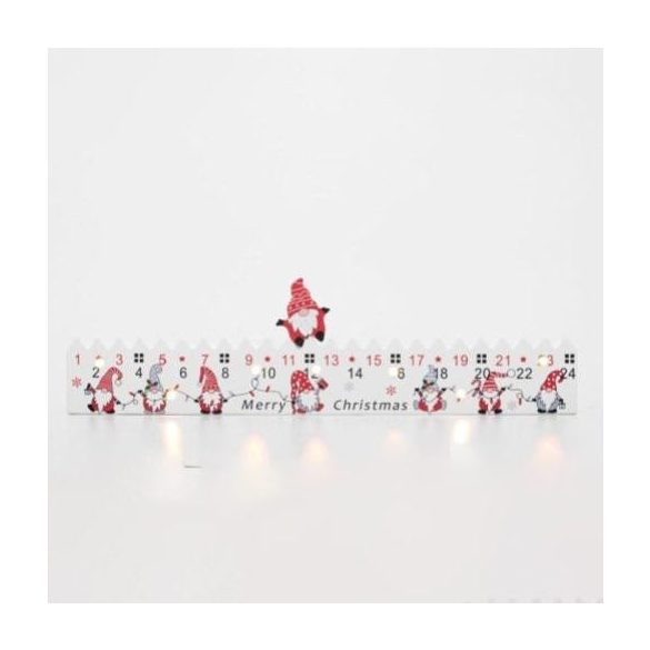 Home KLW25 LED-es adventi naptár, 7db LED világítás, fa alapanyag, elemes tápellátás, beltéri kivitel