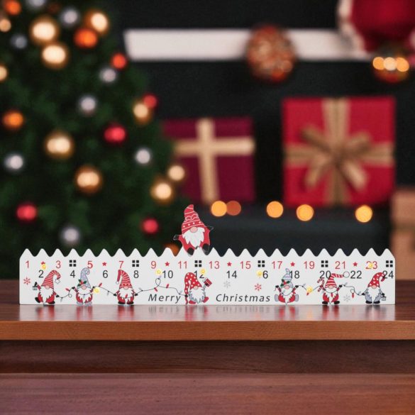 Home KLW25 LED-es adventi naptár, 7db LED világítás, fa alapanyag, elemes tápellátás, beltéri kivitel