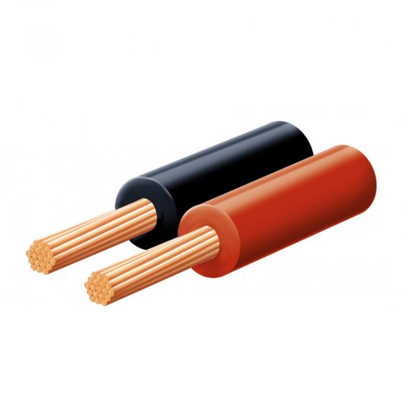 SAL KL 0,15 hangszóróvezeték, piros-fekete, 2 x 0,15 mm2, 0,1 mm elemi szál, 100 m/ tekercs