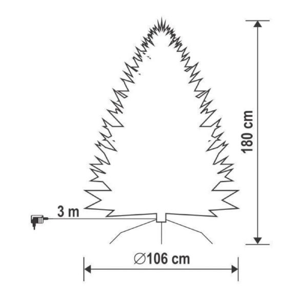 Home KMF 6/180 műfenyő beépített világítással, 350 db LED, 180 cm magasság, 106 cm átmérő, talpkapcsoló, 4 funkció