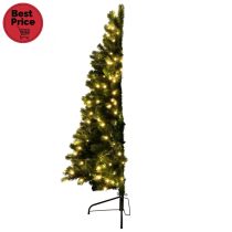   Home KMF 7/150 fél műfenyő beépített világítással, 180 db LED, 150 cm magasság, 85 cm legnagyobb átmérő, talpkapcsoló, sík oldal