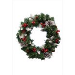 HOME KMK45LED LED-es műkoszorú, 45 cm, 35 db melegfehér LED, 8 programos, időzítés, 2D tűlevél, elemes tápellátás, beltéri kivitel