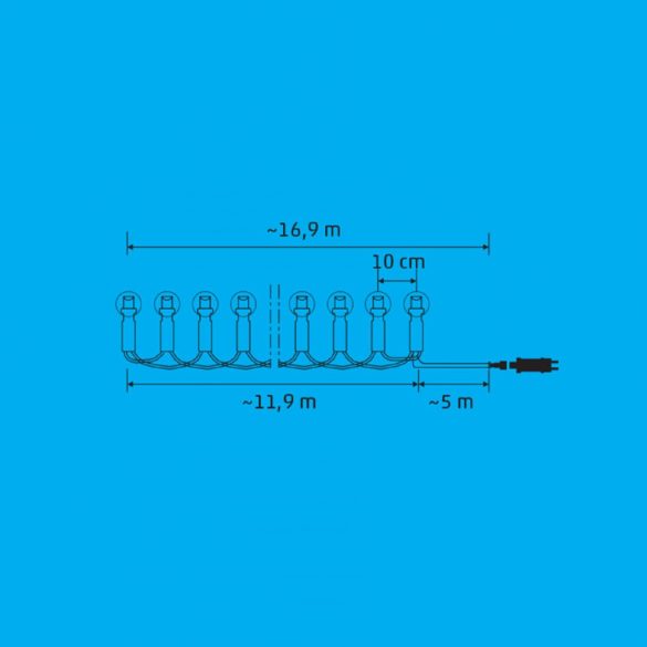 iSparkle LEDS120DV LED-es fényfüzér, 11,9 m / 120 db RGB LED, gömb, applikációval vezérelhető, smart, kül- és beltéri kivitel