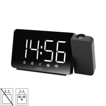   Home LTCRP03 rádiós LED ébresztőóra projektorral, változtatható fényerő, körbe forgatható vetítési pozíció, két ébresztési idő, FM rádió, bip-bip vagy rádiós ébresztés