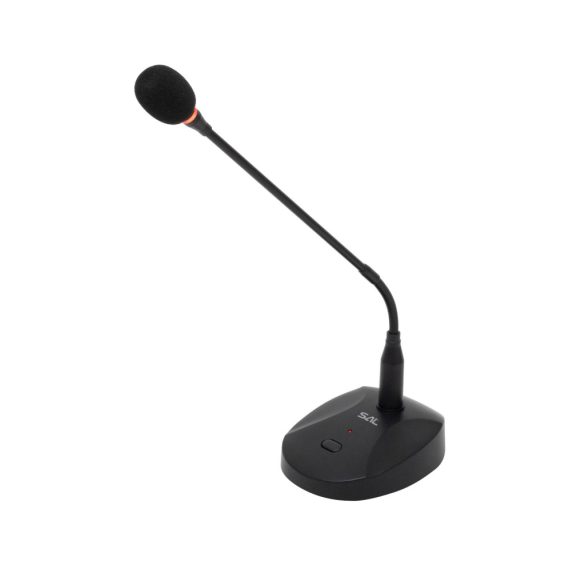 SAL M13 asztali mikrofon, professzionális, LED üzemjelző és fénygyűrű, kardioid irány karakterisztika, XLR csatlakozó, elemes tápellátás