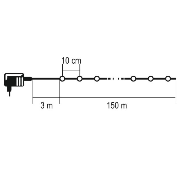 HOME ML1500WW micro LED-es fényfüzér, 150 m, 1500db melegfehér micro LED, 8 program, időzítés, hálózati adapter, távirányító, kül- és beltéri kivitel