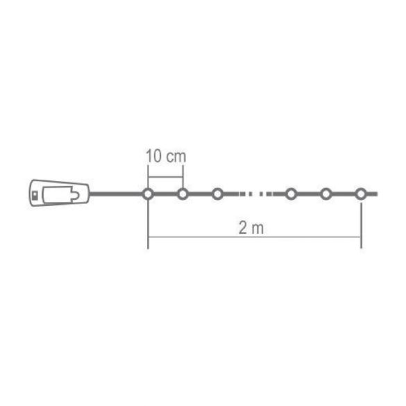 Home MLD 20/M micro LED-es fényfüzér, 2 m / 20 db színes micro LED, állófényű, átlátszó vezeték, gombelemes, beltéri kivitel