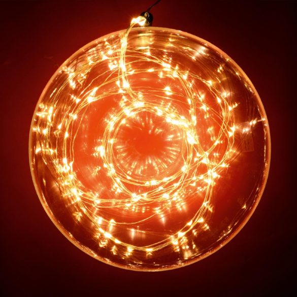 Home ML 120/WW micro LED-es fényfüzér-köteg, 120 db melegfehér micro LED, 6 ágú, vékony, ezüstszínű vezeték, hálózati adapter, kül- és beltéri kivitel