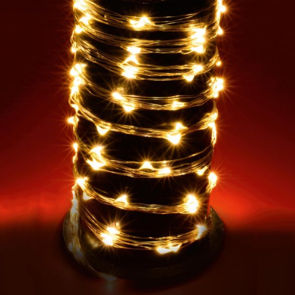 Home ML 120/WW micro LED-es fényfüzér-köteg, 120 db melegfehér micro LED, 6 ágú, vékony, ezüstszínű vezeték, hálózati adapter, kül- és beltéri kivitel