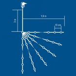 Home ML 120/WW micro LED-es fényfüzér-köteg, 120 db melegfehér micro LED, 6 ágú, vékony, ezüstszínű vezeték, hálózati adapter, kül- és beltéri kivitel