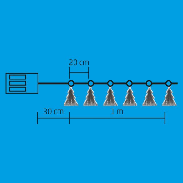 Home MRLC 6/T LED-es tükördísz fényfüzér, 1 m / 72 db hidegfehér LED, alagúthatású fenyődísszel, állófényű, átlátszó vezeték, elemes, beltéri kivitel