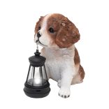 Home MX672 napelemes kerti lámpa, kutyák lámpással, 1db melegfehér LED, akkumulátor, műgyanta, 6 db-os display