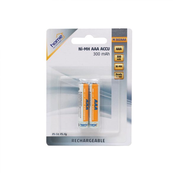 Home M 302AAA tölthető akkumulátor, NiMH, AAA, 300 mAh, 2 db