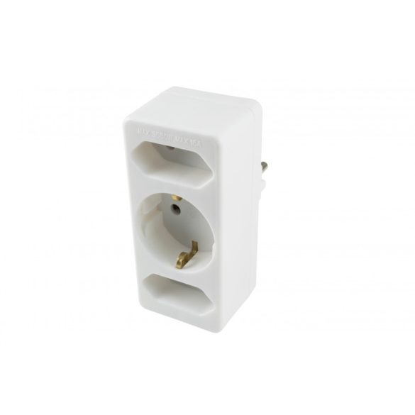 Home NV 13/WH hálózati elosztó, 3 aljzat, 1 védőérintkezős aljzat (max. 3680W), 2 EURO aljzat (max. 3500W), fehér 