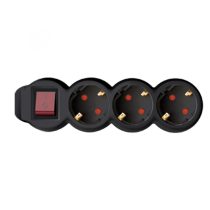   Home NV 3K-3/BK/1,5 hálózati elosztó, 3 m, H05VV-F 3G1,5 mm2 kábel, kétpólusú kapcsoló, IP20 kivitel, 3 védőérintkezős aljzat, max. 3500W, fekete