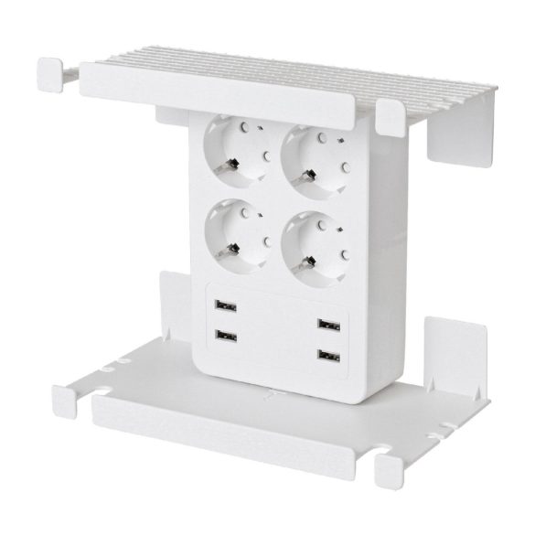 Home NV 4 USB tálcás USB-s elosztó, 4 földelt aljzat, 4 USB aljzat, elforgatható csatlakozódugó, max.3680W,