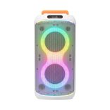 SAL PAR216WH party hangfal, 60 W, 2-utas bassz-reflex, 3 hangszóró, Bluetooth, MP3, digitális kijelző, LED fényeffekt, mikrofonnal