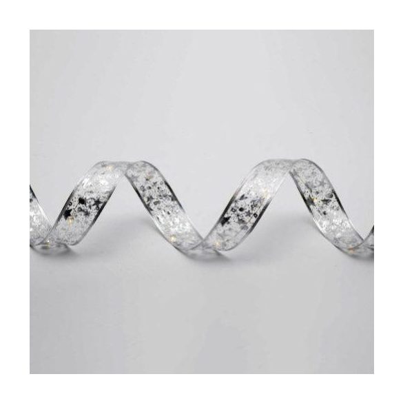 Home RLS10WH LED-es szalag mintákkal, ezüst színű szalag, 8 funkció, 100db hidegfehér LED, 10m hosszú, 5cm széles, elemes tápellátás, beltéri kivitel