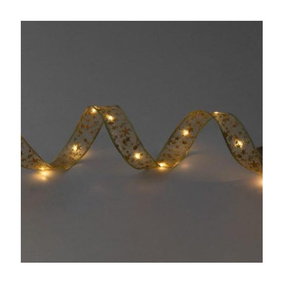 Home RLS10WW LED-es szalag mintákkal, arany színű szalag, 8 funkció, 100db melegfehér LED, 10m hosszú, 5cm széles, elemes tápellátás, beltéri kivitel