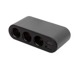 SAL SAU80W autós feszültségelosztó és USB töltő, 3.4A USB töltő, max.80Watt, fém burkolat, Voltmérő, autó-akkumulátor állapotának ellenőrzése, 12/24V járművekhez