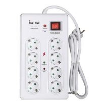   Steck 8-as földelt + 2 USB port elosztó főkapcsolóval, TÚLFESZÜLTSÉG- ÉS TÚLTERHELÉS ELLENI VÉDELEM SEL 815K