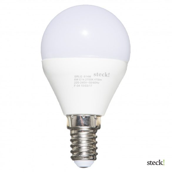 Steck LED fényforrás, izzó  kis gömb 6W, E14 meleg fehér SRLG 614M