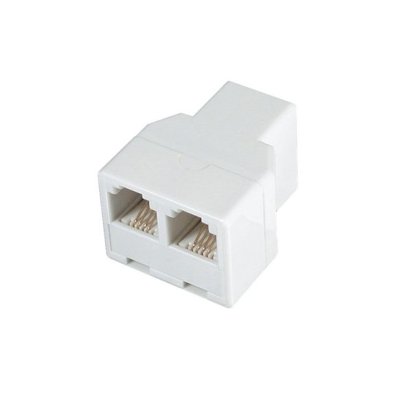 Home TS 17-2 elosztó telefonvezetékhez, 6P/4C, 1 aljzat - 2 aljzat, fehér