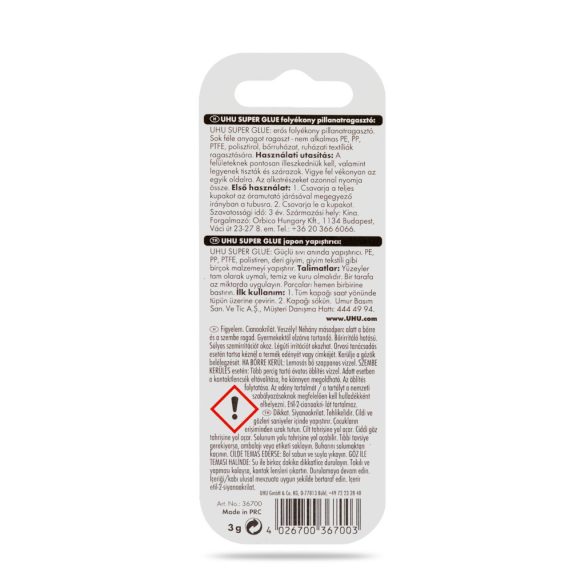 UHU Super Glue pillanatragasztó 3 g liquid