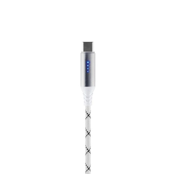 Home USBCC2M100L töltőkábel, USB-C / USB-C, 2 méter, 100W gyorstöltés, töltésjelző LED-sor, szőtt nylon burkolat