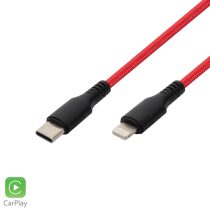   Home USBCL1 töltőkábel, USB-C / Lightning, 1 méter, szövött, piros