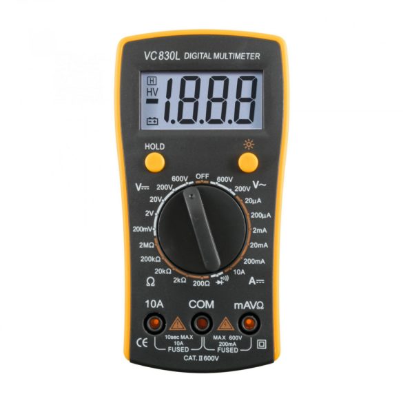 Home VC 830L digitális multiméter, egyenfeszültség, váltófeszültség, egyenáram, ellenállás mérése, mért érték rögzítés