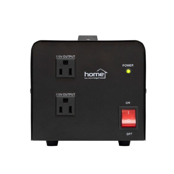 HOME VTF1000VA feszültségátalakító, max.1000VA, 230V/110V transzformátor, dupla 110V kimeneti aljzat két készülékhez, hordozható